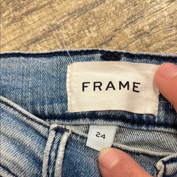 Frame Le High Straight Raw Hem High Rise Size 24 Denim Blue Jeans - Picture 4 of 9